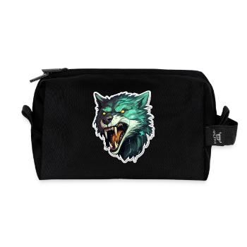 Wolf - Illustration - Recycled Toiletry Zip Bag - black - Front