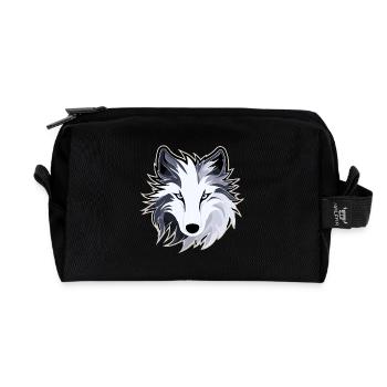 Wolf - Illustration - Recycled Toiletry Zip Bag - black - Front