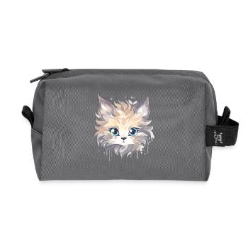 Chat - illustration - Trousse de toilette en tissu recyclé - anthracite - Devant