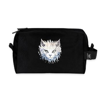 Katze - Illustration - Recycelte Kulturtasche - Schwarz - Vorne