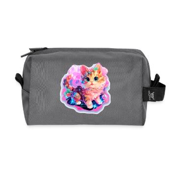 Cat - illustration - Recycled Toiletry Zip Bag - anthracite - Front