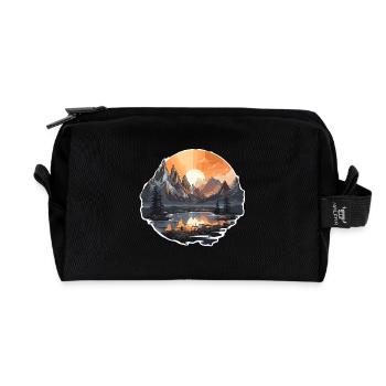 Landscape - Illustration - Recycled Toiletry Zip Bag - black - Front