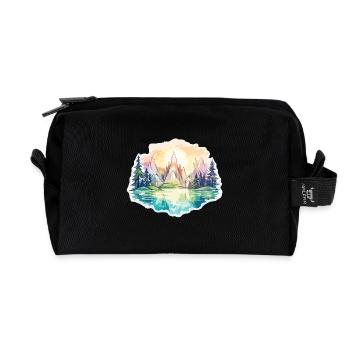 Paysage - Illustration - Trousse de toilette en tissu recyclé - noir - Devant
