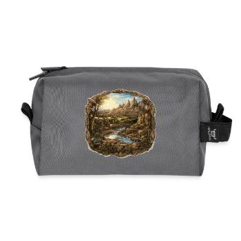 Landscape - Illustration - Recycled Toiletry Zip Bag - anthracite - Front