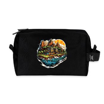 Paysage - Illustration - Trousse de toilette en tissu recyclé - noir - Devant