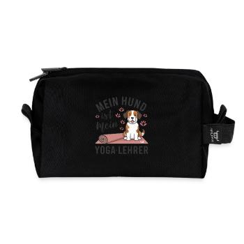 My dog is my yoga teacher - Recycled Toiletry Zip Bag - black - Front