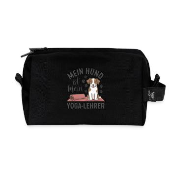 My dog is my yoga teacher - Recycled Toiletry Zip Bag - black - Front
