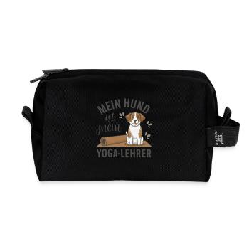 My dog is my yoga teacher - Recycled Toiletry Zip Bag - black - Front