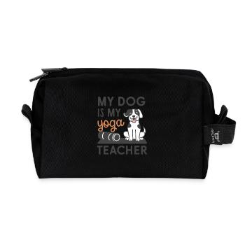 My dog is my yoga teacher - Recycled Toiletry Zip Bag - black - Front