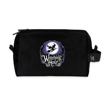 Sorcière à la pleine lune – L’heure des sorcières - Trousse de toilette en tissu recyclé - noir - Devant