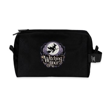 Sorcière à la pleine lune – L’heure des sorcières - Trousse de toilette en tissu recyclé - noir - Devant