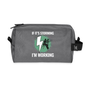 Lineman Storm Work Brave Dedicated Hero - Recycled Toiletry Zip Bag - anthracite - Front