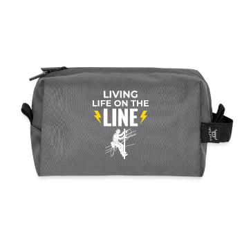 Lineman Life Line : Courage, travail dévoué - Trousse de toilette en tissu recyclé - anthracite - Devant