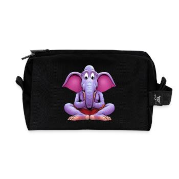 Elefant Yogi - Recycelte Kulturtasche - Schwarz - Vorne
