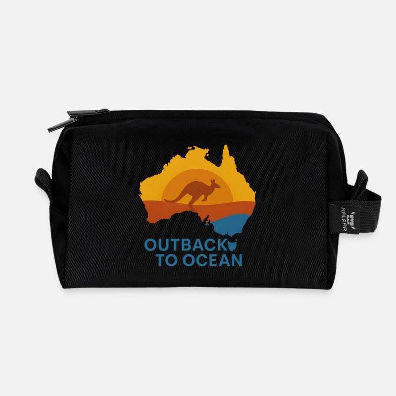 Outback to Ocean – Australien Map Shirt - Recycelte Kulturtasche - Schwarz