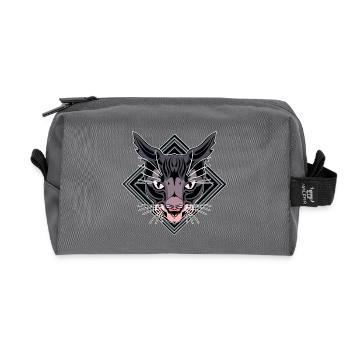 Stilisiertes Pantherkopf-Design - Recycelte Kulturtasche - Anthrazit - Vorne