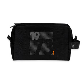 Fabriqué en 1973 Rétro moderniste Design Cadeau d’anniversaire - Trousse de toilette en tissu recyclé - noir - Devant