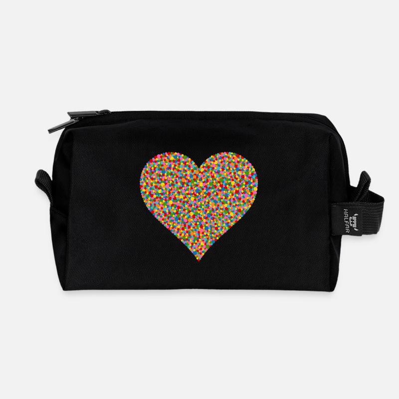 Konfetti Herz - Recycelte Kulturtasche - Schwarz