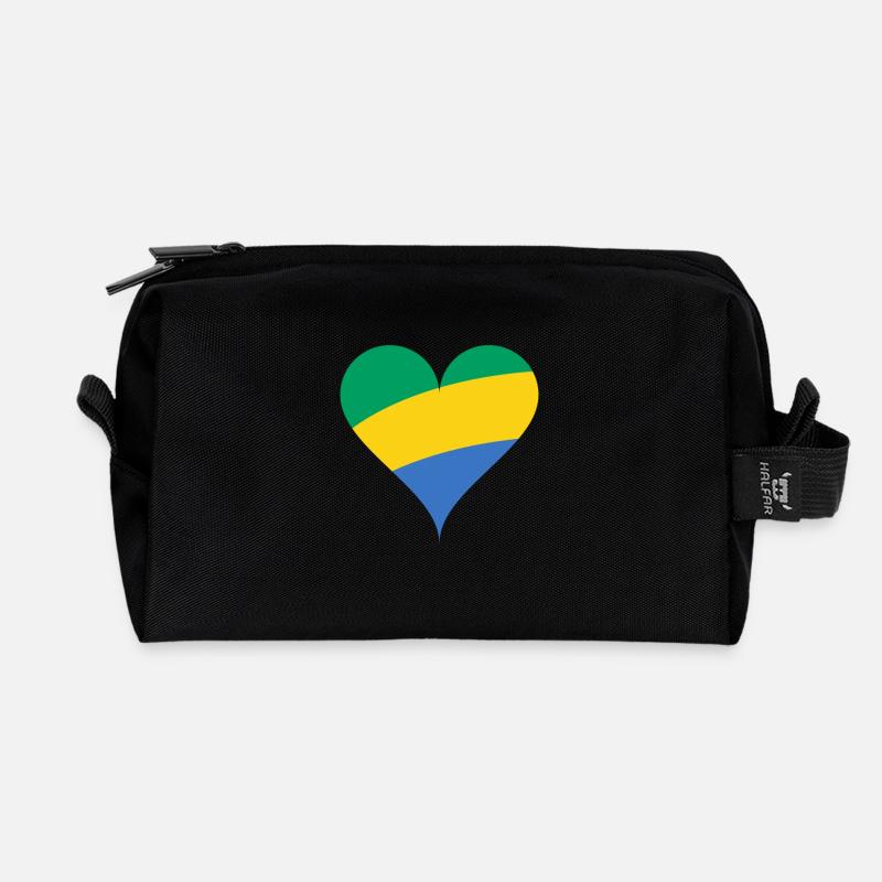Gabon heart - Recycled Toiletry Zip Bag - black