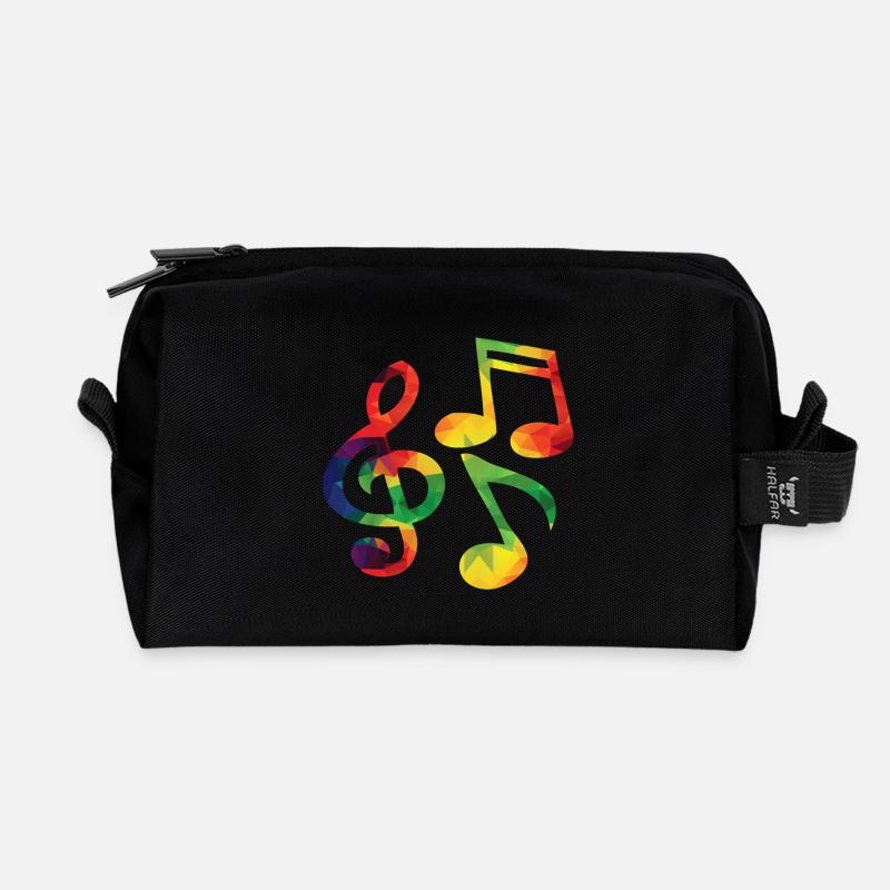 Colorful music notes - Recycled Toiletry Zip Bag - black