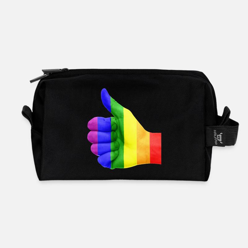 Rainbow LGBT Thumbs Up - Recycled Toiletry Zip Bag - black