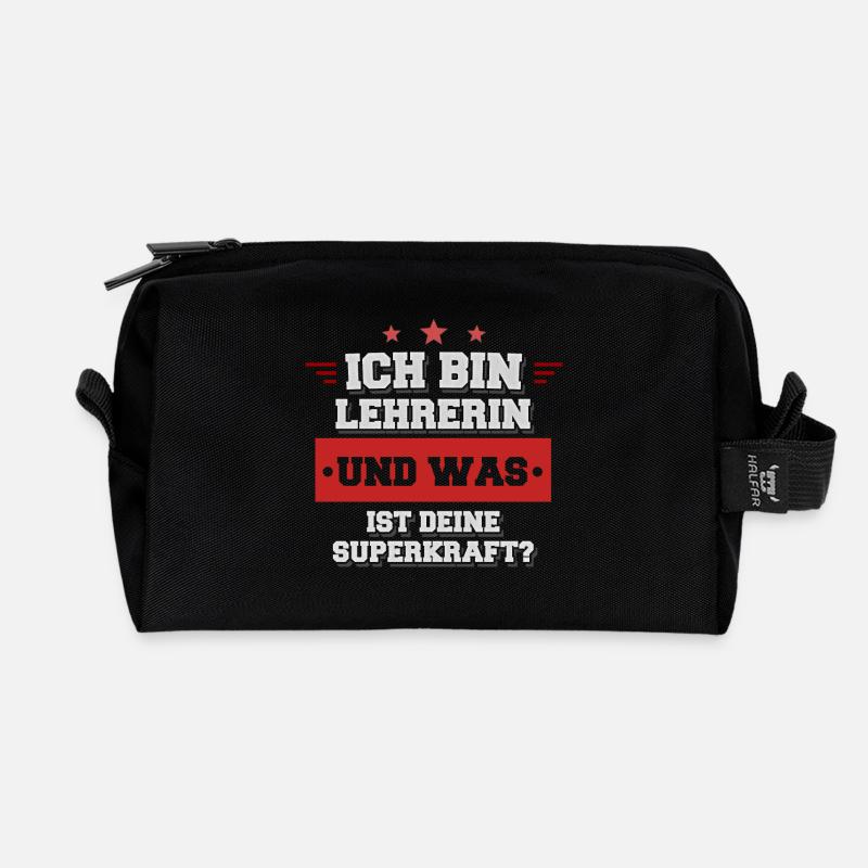 Ich bin Lehrerin und was ist deine Superkraft? - Recycelte Kulturtasche - Schwarz