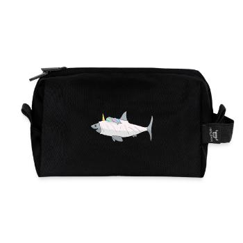 Hai Horn in a Unicorn Costume - Shark Lovers - Recycled Toiletry Zip Bag - black - Front