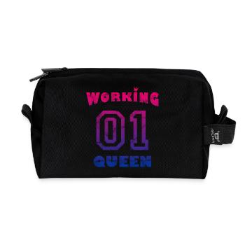 Work Job Workaholic - Working Queen vintage - Recycled Toiletry Zip Bag - black - Front