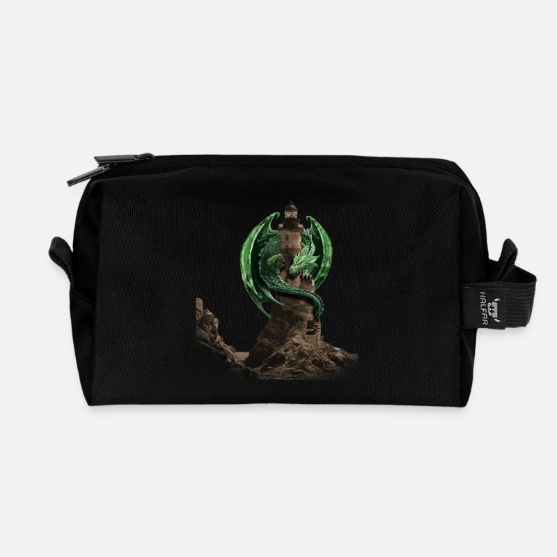 dragon lighthouse by CustomStyle - Recycled Toiletry Zip Bag - black