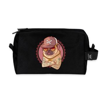 Gangster mugs with tattoos, cap and gold chain. - Recycled Toiletry Zip Bag - black - Front