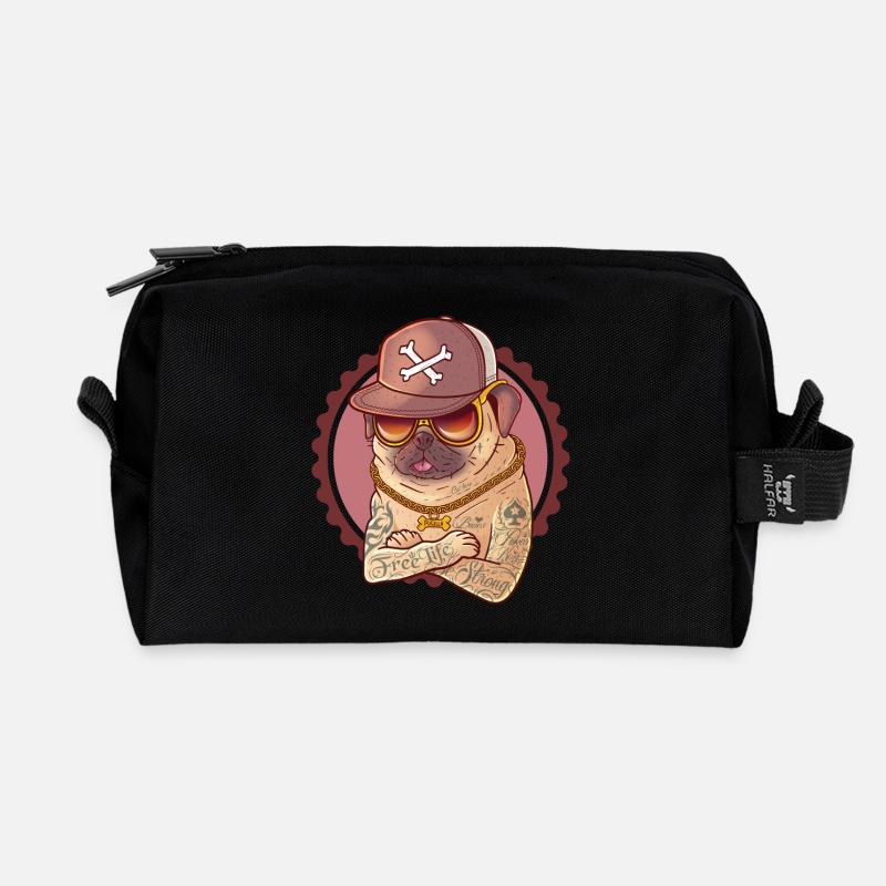 Gangstermops mit Tattoos, Kappe und Goldkette. - Recycelte Kulturtasche - Schwarz