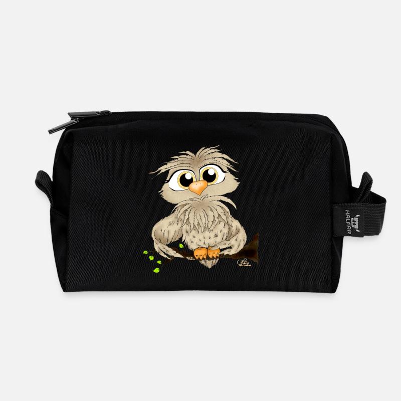 Käuzchen Hugo - Recycelte Kulturtasche - Schwarz