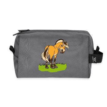 Freundliches Fjordpferd (Ohne Text) Weisse Umrisse - Trousse de toilette en tissu recyclé - anthracite - Devant