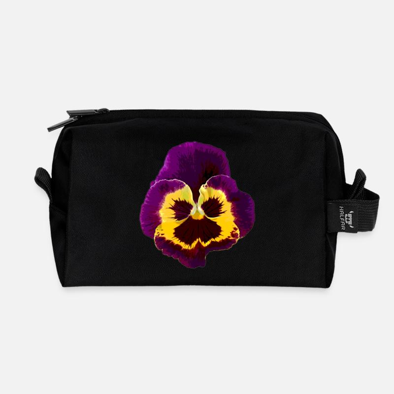 Stiefmütterchen / Veilchen - Recycelte Kulturtasche - Schwarz