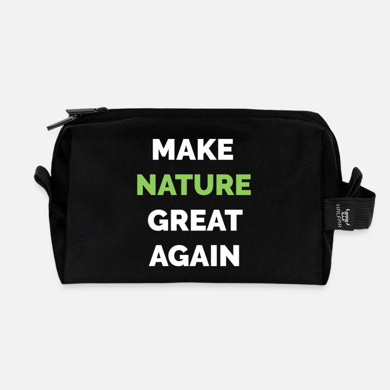 make nature great again Klimaschutz Symbol Baum - Recycelte Kulturtasche - Schwarz