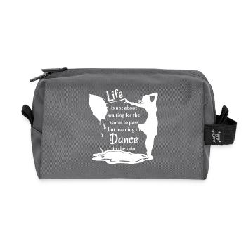Lebensweisheit mit tanzender Silhouette - Recycelte Kulturtasche - Anthrazit - Vorne