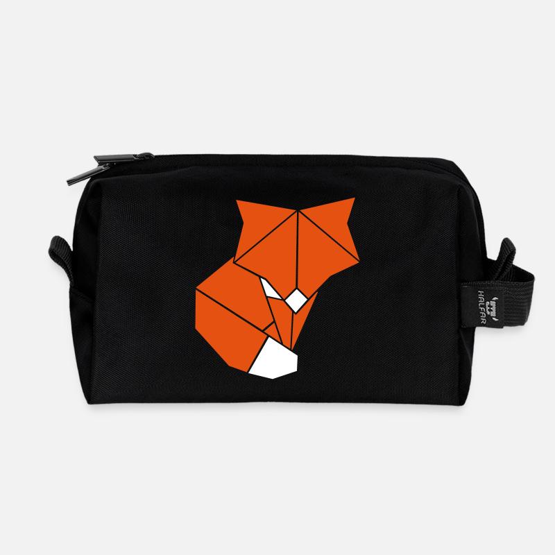 Origami Fox - Recycelte Kulturtasche - Schwarz