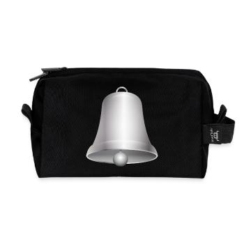 große silberfarbene Kirchen Glocke oder Glöckchen - Recycelte Kulturtasche - Schwarz - Vorne
