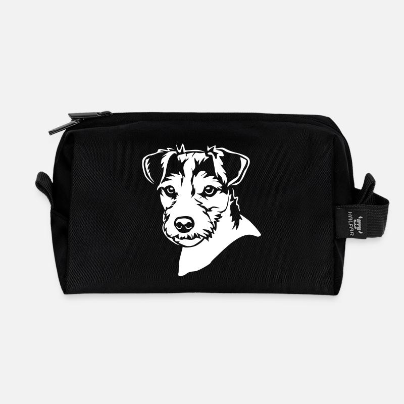 Parson Russell Terrier Kopf "Black Edition" - Recycelte Kulturtasche - Schwarz