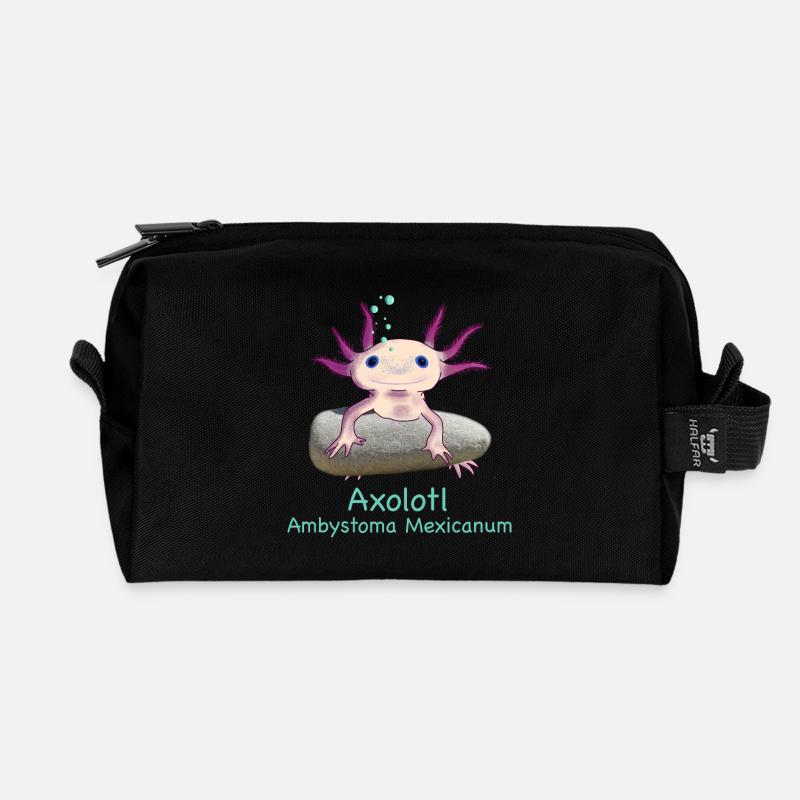 Kultiger Axolotl chillt, handgezeichnet - Recycelte Kulturtasche - Schwarz