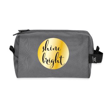 Golden circle with saying "shine bright" - Recycled Toiletry Zip Bag - anthracite - Front
