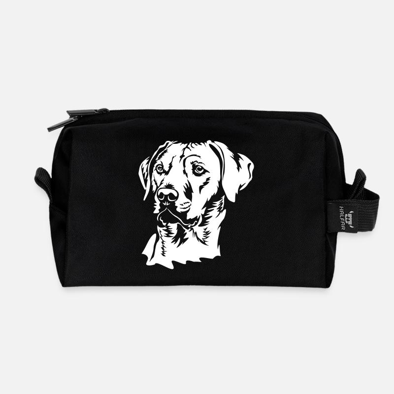 Rhodesian Ridgeback Kopf "Black Edition" - Recycelte Kulturtasche - Schwarz