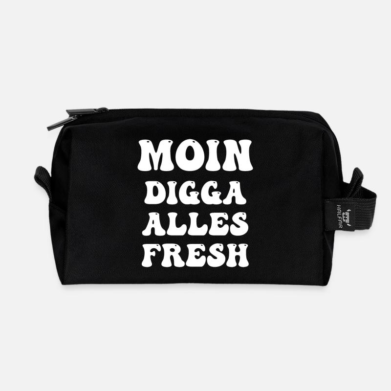 moin digga alles fresh - Recycelte Kulturtasche - Schwarz