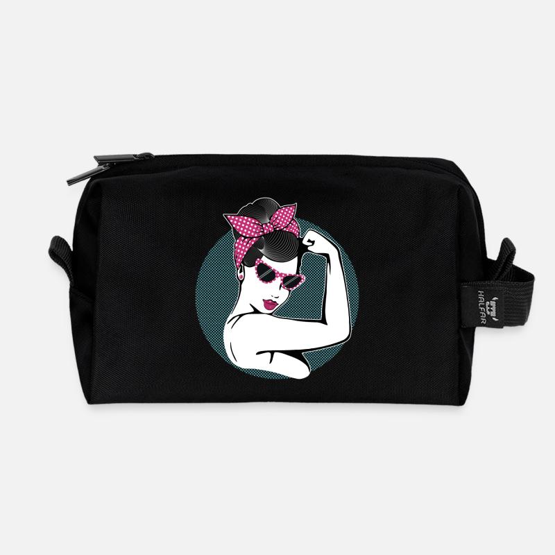 Rockabilly Girl - Recycelte Kulturtasche - Schwarz