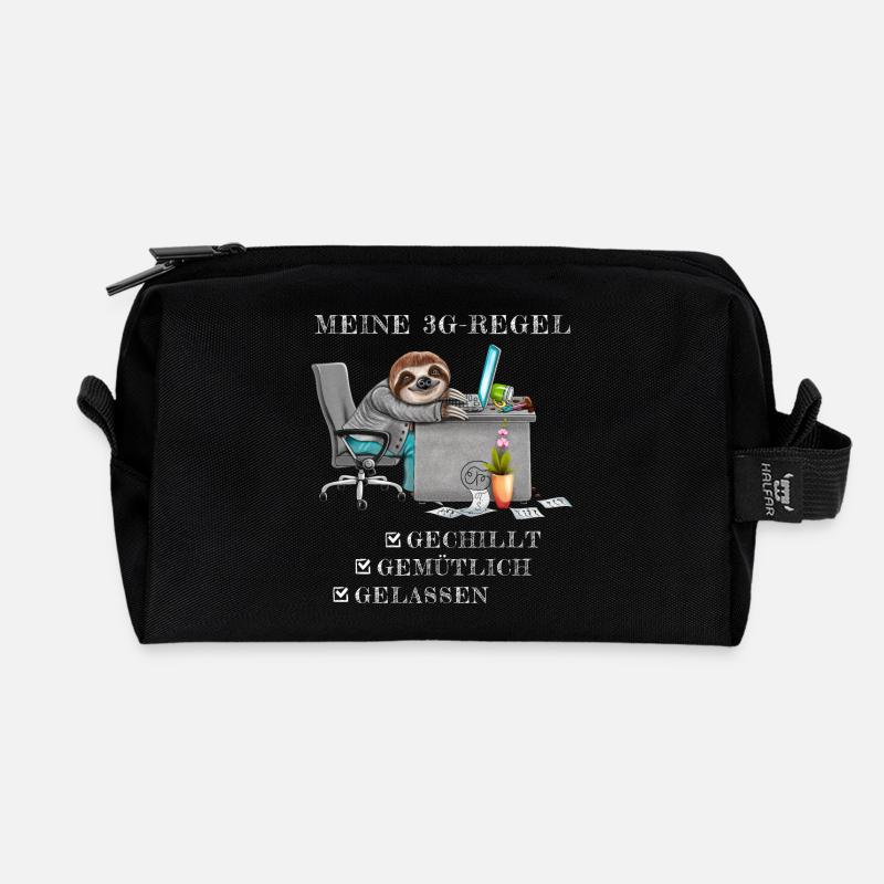 Faultier 3G Regel Bürohumor Geschenk Kollege - Recycelte Kulturtasche - Schwarz