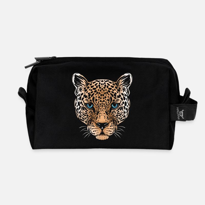 Leopard Gepard Jaguar - Recycelte Kulturtasche - Schwarz
