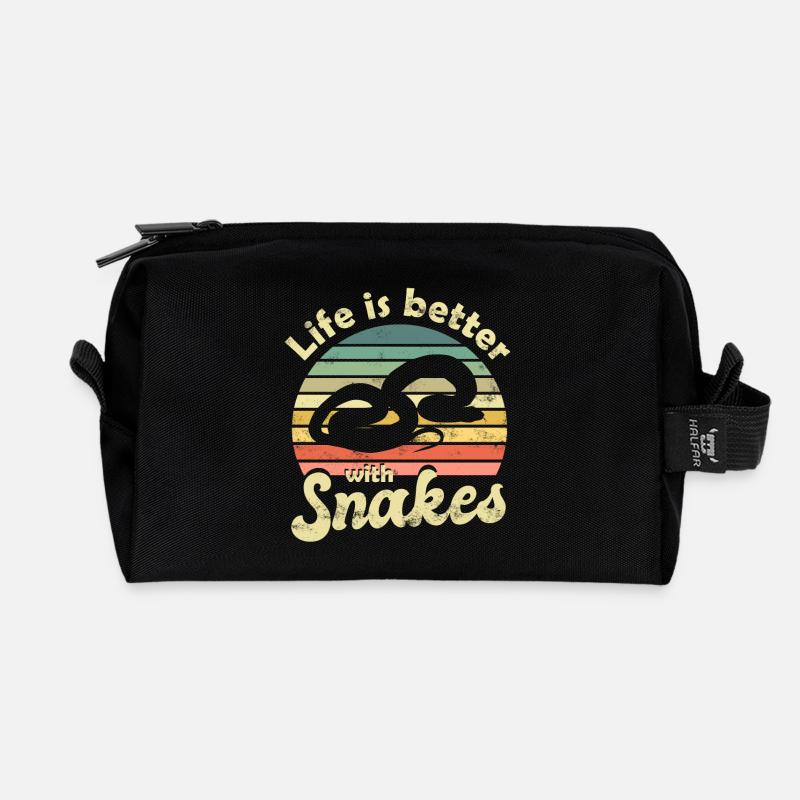 Snake snakes - Recycled Toiletry Zip Bag - black