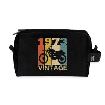 Retro Vintage Motorrad 1973 Design - Recycelte Kulturtasche - Schwarz - Vorne