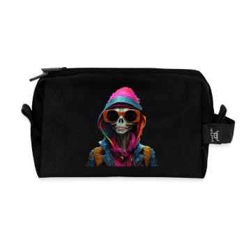 Alien Außerirdischer Burger Hot Dog Fast Food - Recycled Toiletry Zip Bag - black - Front