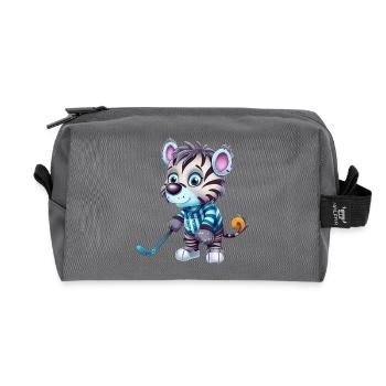Eishockey Zebra: Kawaii auf dem Eis - Recycled Toiletry Zip Bag - anthracite - Front